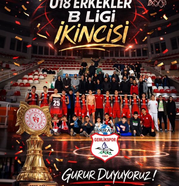 GEMLİKSPOR BASKETBOL U18 ERKEKLER B LİGİ’NDE SEZONU İKİNCİ TAMAMLADI